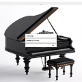 Classic Black Blüthner Grand Piano With Intricate Lyre Design And Matching Wooden Bench
