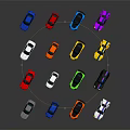 Colorful Toy Cars In Assorted Colors Displayed On Black Background