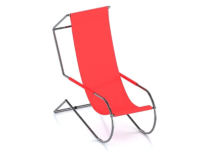 Red Modern Leisure Chair With Metal Frame And Curved Support Structure 3d model