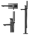 Sleek Black Modern Shower System With Handheld Sprayer Rainfall Head And Control Knob