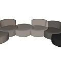 Modern Curved Modular Sectional Sofa With Beige Dark Gray Velvet Upholstery And Circular Design