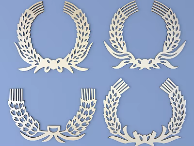 Four White Hollow Out Laurel Wreath Wall Decor For Home Interior Decoration 3d model