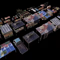 Vegetable stand fruit and vegetable stand combination vegetable market stall market life props low face number low model simple model game film and television level super realistic 3d model