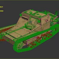 Vintage Military Tank With Khaki Exterior Caterpillar Tracks Turret And Cannon Barrel