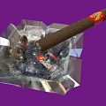 Decorative Ornament Set Featuring Transparent Crystal Ashtray With Cigar And Ash