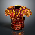 Red And Gold Armor Inspired Decorative Ornament Set With Intricate Patterns 3d model