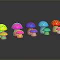 Colorful Mushroom Shaped Decorative Ornament Set with Polka Dots Various Sizes for Home Table Decoration