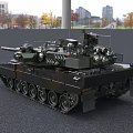 Modern Military Tank With Camouflage Paint Gun Barrel And Tracks