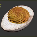 Realistic Snail Figurine With Yellow Spiral Shell And Red Powder On White Base