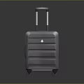 Durable Hard Shell Silver Suitcase With Telescopic Handle Striped Design And Wheels 3d model