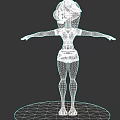 Woman with Purple Hair Wearing Black Dress Standing on Platform with Arm and Leg Tattoos