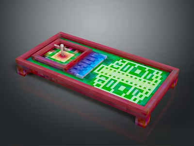 Colorful Household Tray With Divided Sections In Various Colors And Small White Object On Top 3d model