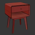 Modern Solid Wood Nightstand with Single Drawer and Slim Legs Design 3d model