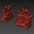 Two Informal Stacked Building Structures With Colorful Small Boxes External Stairs And Pipes