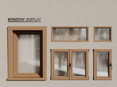 Modern log windows retro windows casement windows 3d model
