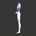 Futuristic Blue Arm Guards Worn By White Human Mannequin For Tech Gear