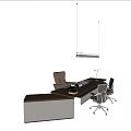 Modern Office Workspace With Large Desk Ergonomic Chairs And Desk Lamp