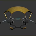 Yellow Geometric Umbrella Shaped Mechanical Device With Blue Lights And Bottom Platform Equipment Structure