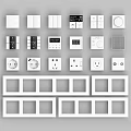 Assorted Electrical Switches And Sockets In White Black Beige With Functional Designs