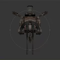 Rusty Red Twin Barrel Heavy Weapon With Mechanical Structure And Tracked Base 3d model