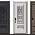 Gray White and Wooden Swing Doors With Lattice Design Wood Panel Golden Door Handles Home