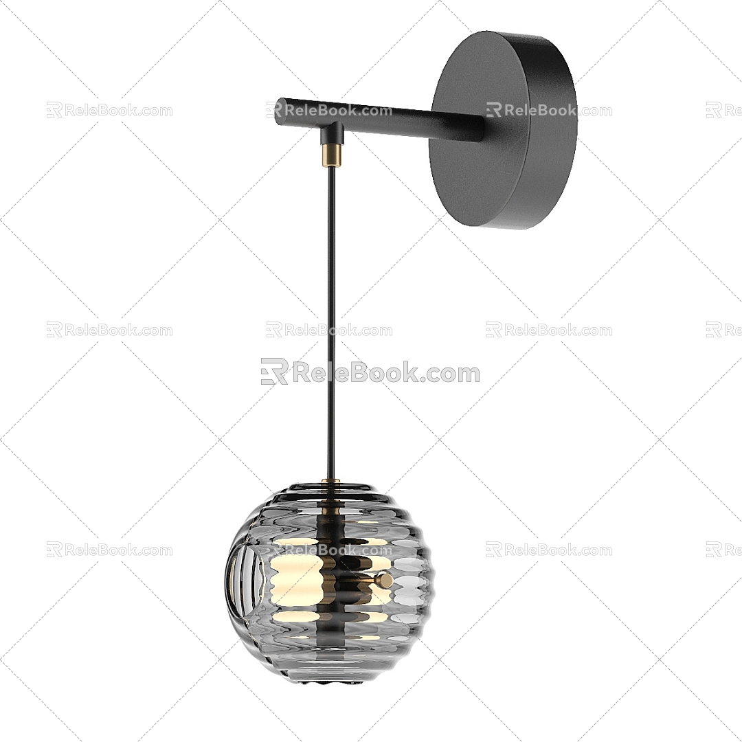 Modern minimalist glass wall lamp wall lamp minimalist wall lamp decorative wall lamp spherical wall lamp bedside wall lamp black wall lamp 3d model