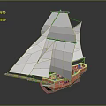 Orange Hull Sailing Boat Model With White Sails And Wooden Structure For