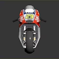 Ducati Red And White Racing Motorcycle With Streamlined Body Black Wheels And Sponsor Logos