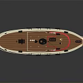 Classic Yacht Model With Red White Decor And Chimney