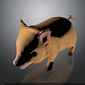 Cute Orange Piglet 3D Character Model With Pink Nose Ears And Black Eyes