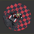 3D Harley Quinn Character Model With Red Black Costume Hammer And Checkered Base