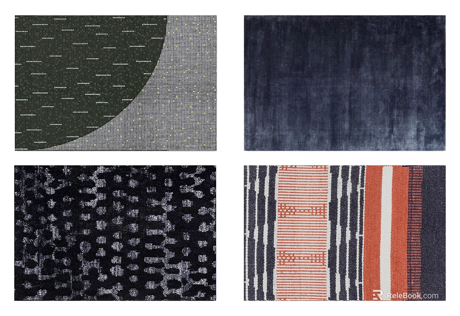 Square Rugs With Modern Geometric Patterns Colorful Stripes And Various Colors 3d model