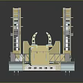 Industrial Port Crane Machinery With Yellow Metal Arms And Platform Structure