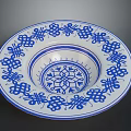 Carved Ceramic Bowl With Blue And White Intricate Floral Patterns Design