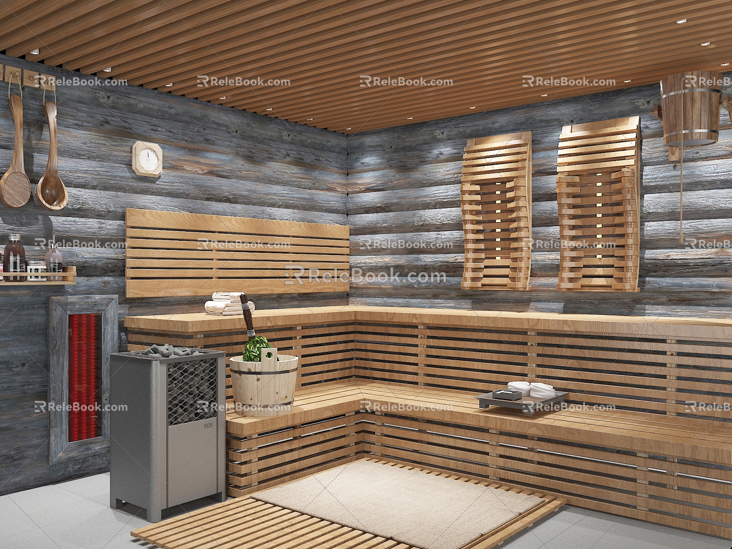 Modern sauna room khan steam room 3d model