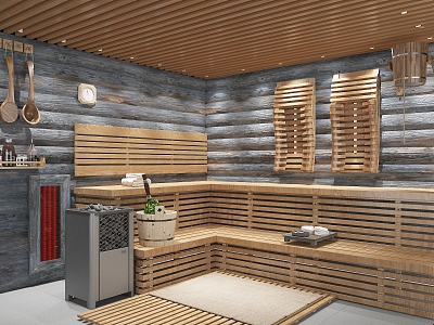 Modern sauna room khan steam room 3d model