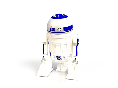 R2 D2 Robot Figure With White And Blue Color Scheme Classic Design 3d model