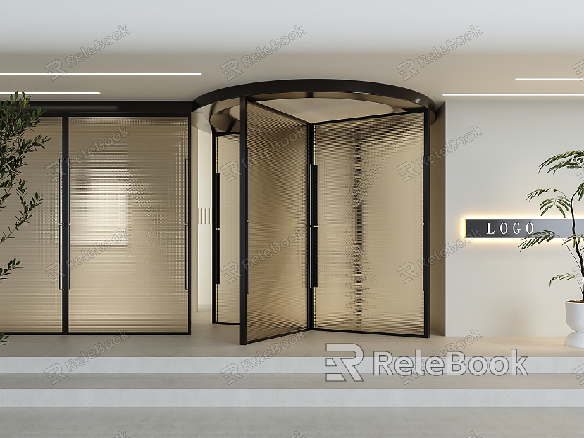 Modern revolving door glass door door head model