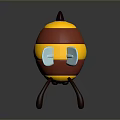 Cute Chubby Cartoon Bee With Red And Yellow Stripes White Wings And Antenna