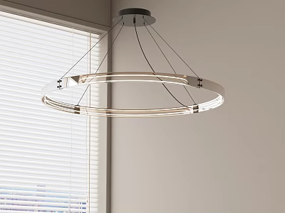 Modern Double Ring LED Chandelier With Minimalist Design By Window Blinds 3d model