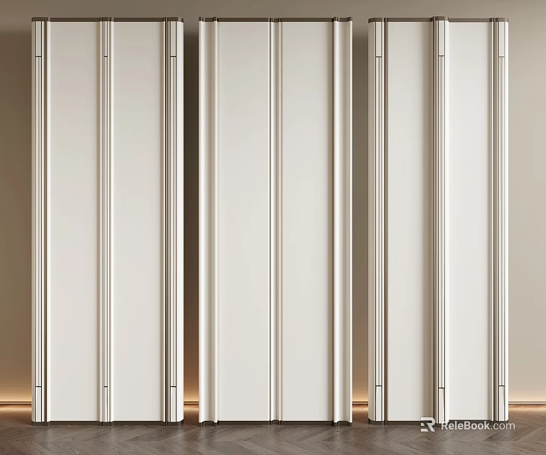 Modern White Wall Panels With Vertical Lines For Interior Design 3d model