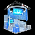 MENARINI Exhibition Booth With Modern Blue Spiral Design And Multiple Screens