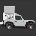 White Jeep Vehicle With Roof Cargo Box For Mobile Service Applications