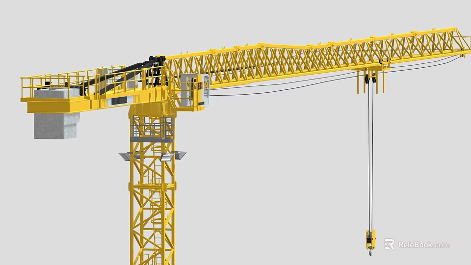 Yellow Tower Crane For Industrial Construction With Heavy Duty Steel Structure 3d model 