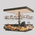 Modern Bar Counter With Glass Shelves Bottles Wine Glasses And Black Bar Stools