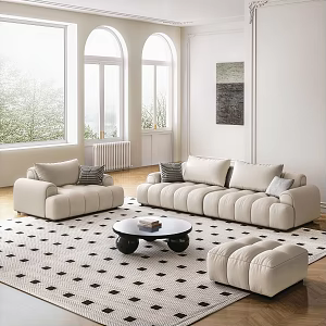 Modern Cream Style Living Room Combination Sofa Multiplayer Sofa Piano Keys Sofa Cloud Sofa Cat Scratching Cloth Sofa Cream Style 3d model