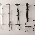 Modern Shower Systems With Various Styles In White And Black Designs 3d model