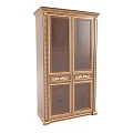 Ornate Wooden Wardrobe With Gold Trim Double Doors And Storage Drawers