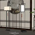 New Chinese floor lamp floor lamp combination 3d model