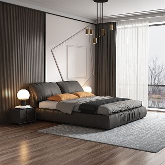 Modern Background Double Bed Italian Double Bed 3d model